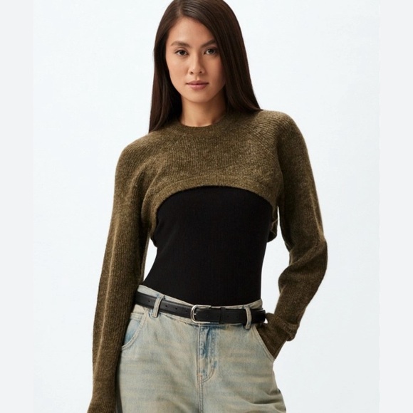 H&M | olive/dark khaki shrug sweater - Picture 4 of 10